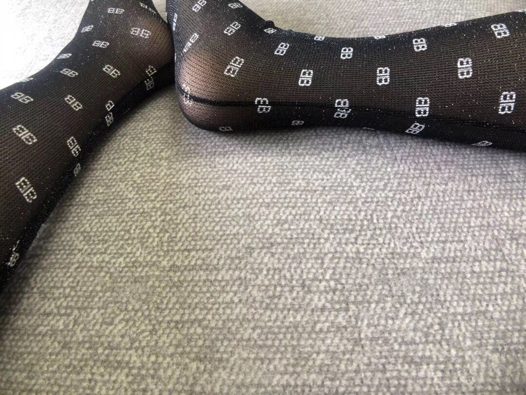 Balenciaga Black Sheer Small Dot Letters Patterned Tights, image 9