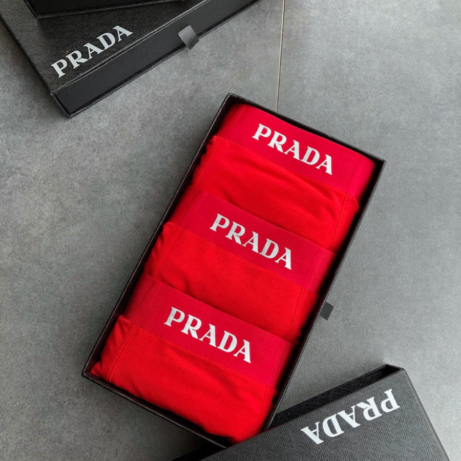 Prada Red White Small Waist Text Boxer Briefs, image 6