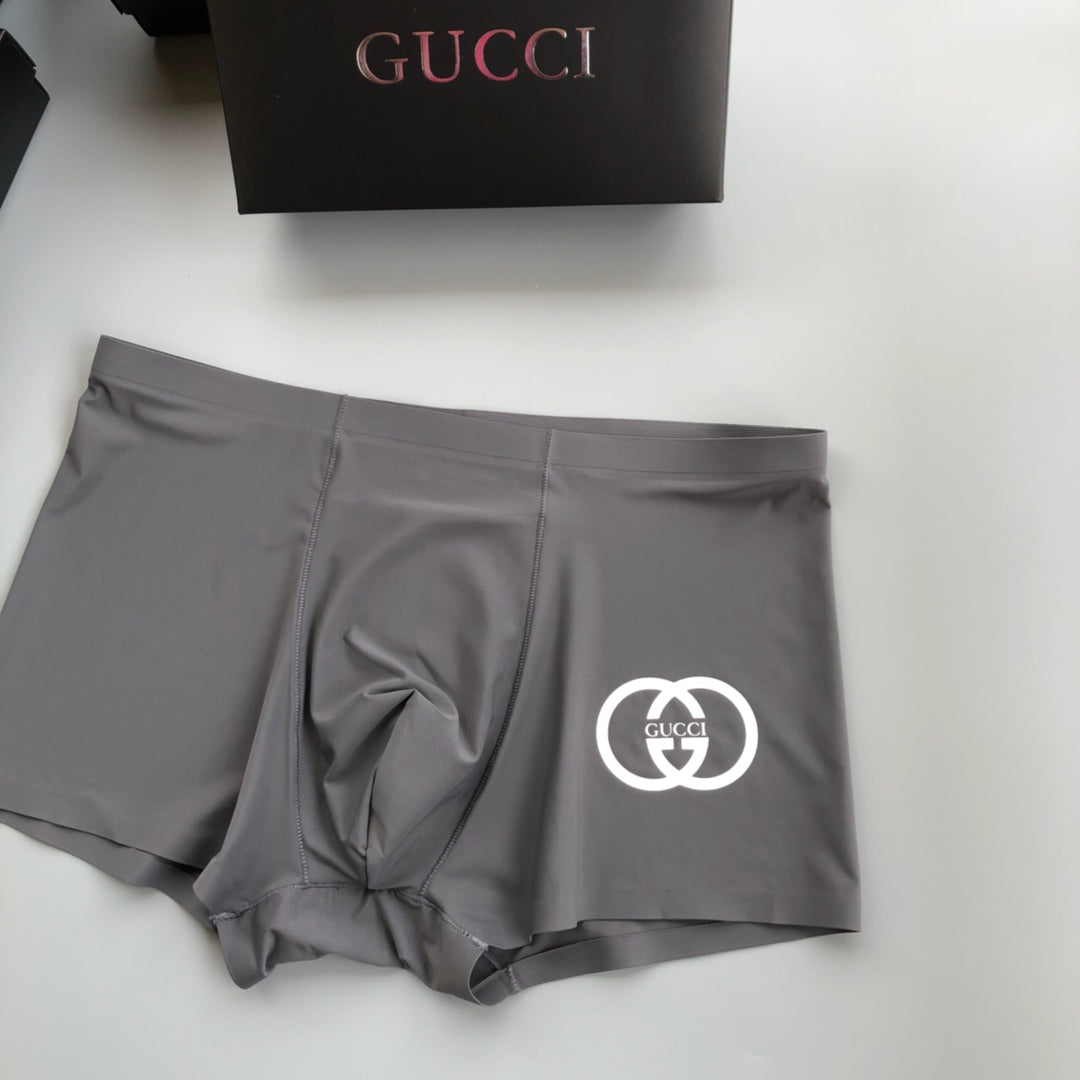 Gucci Cream Grey Navy Large Double Letter Boxer Briefs, image 5