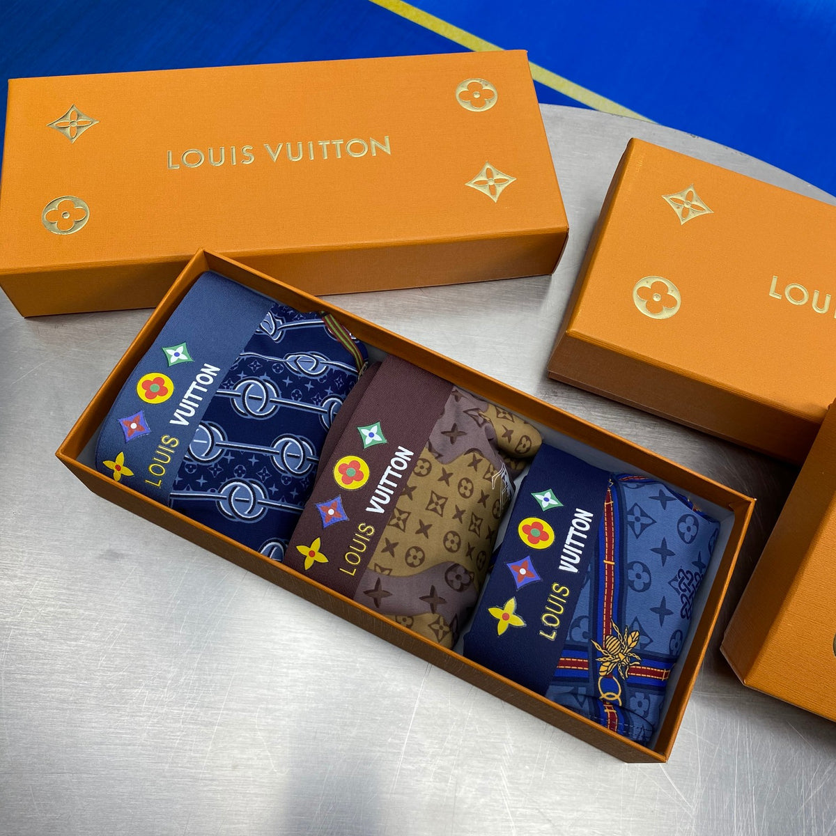 Louis Vuitton Blue Brown Mixed Checker Monogram Boxer Briefs, image 9