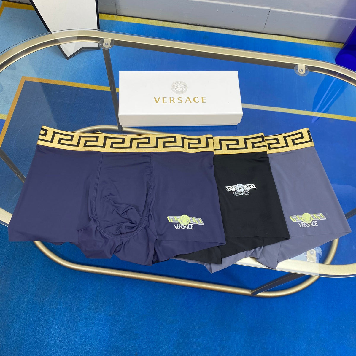 Versace Grey Black Gold Key Waist Boxer Briefs, image 9
