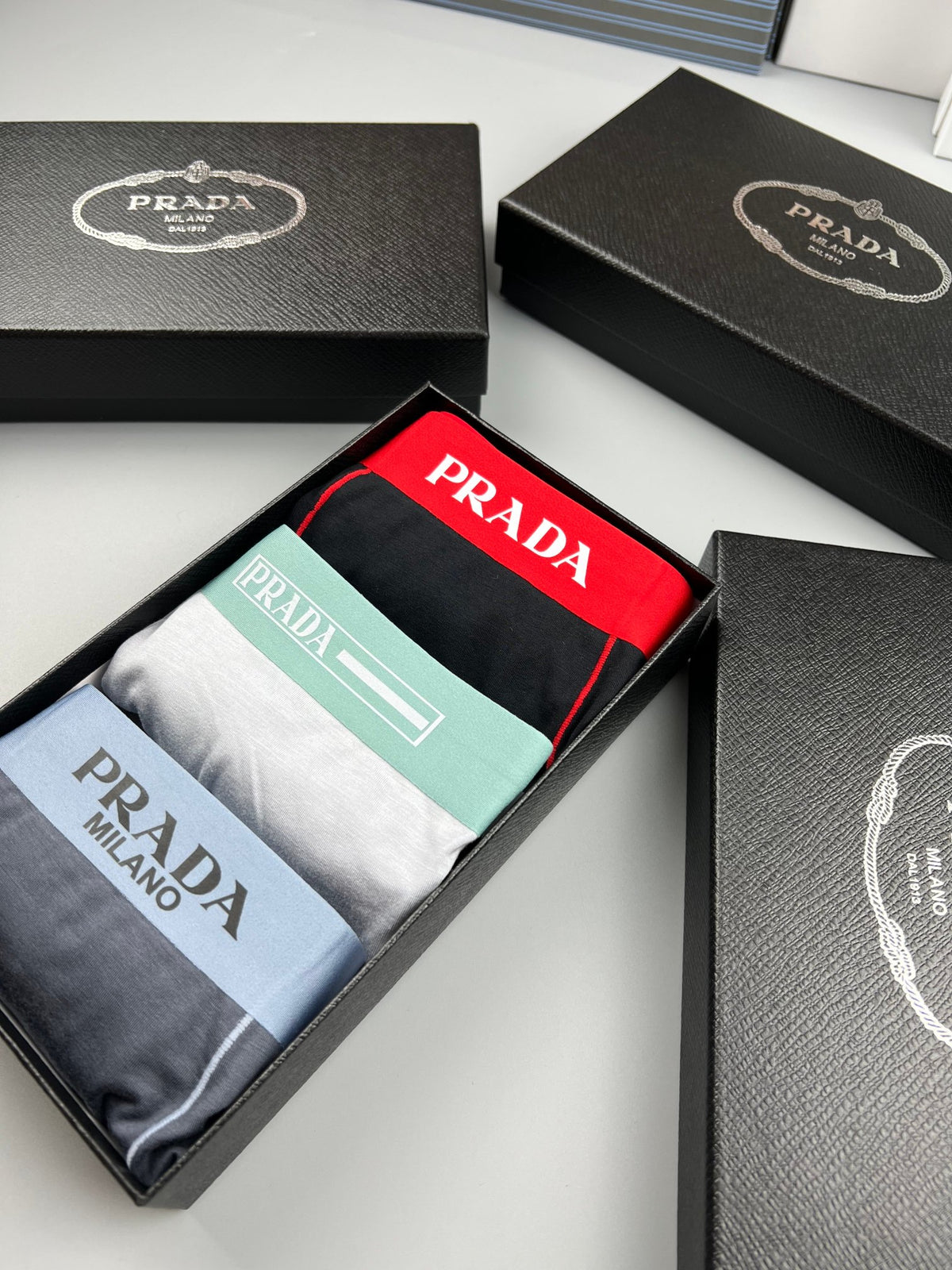 Prada Black Red Waist Contrast Seam Boxer Briefs, image 9