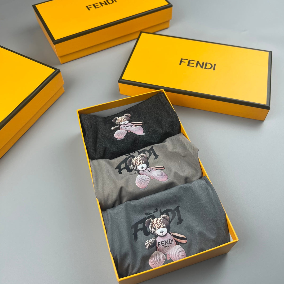 Fendi Grey Small Cartoon Face Boxer Briefs, image 9