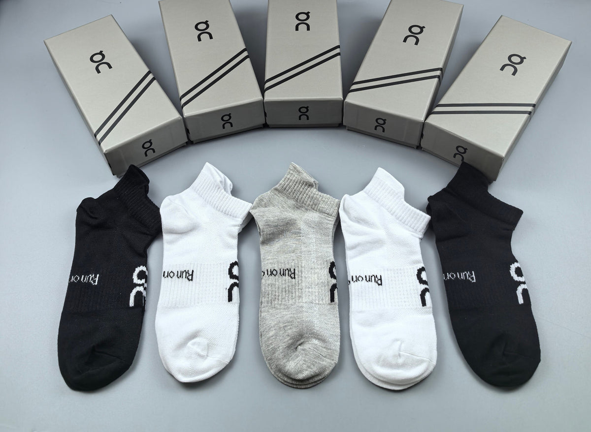 On White Logo No-Show Socks, Box of 5 Pairs, gallery image 9