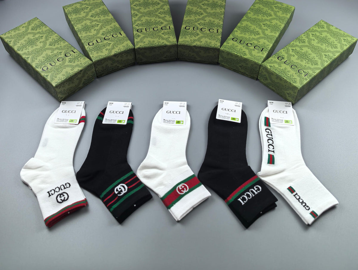 Gucci Black White Red Green Stripe Ankle Socks, image 9