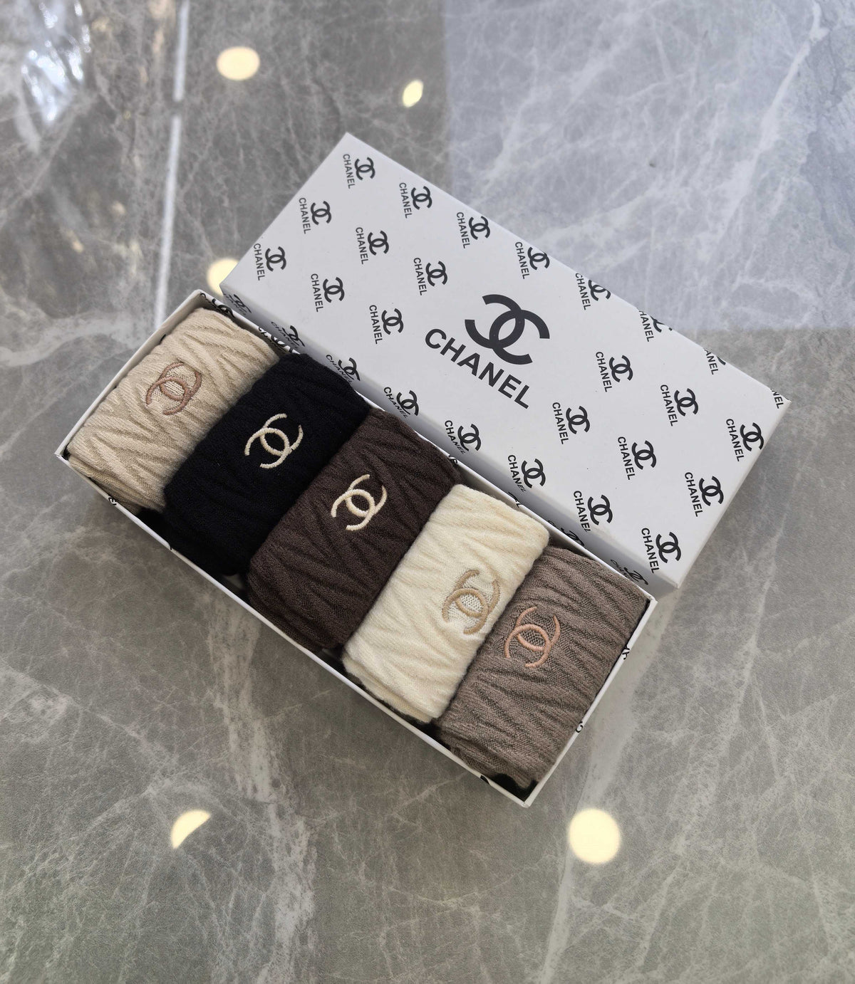 CHANEL Diamond Knit Emblem Crew Socks, gallery image 6
