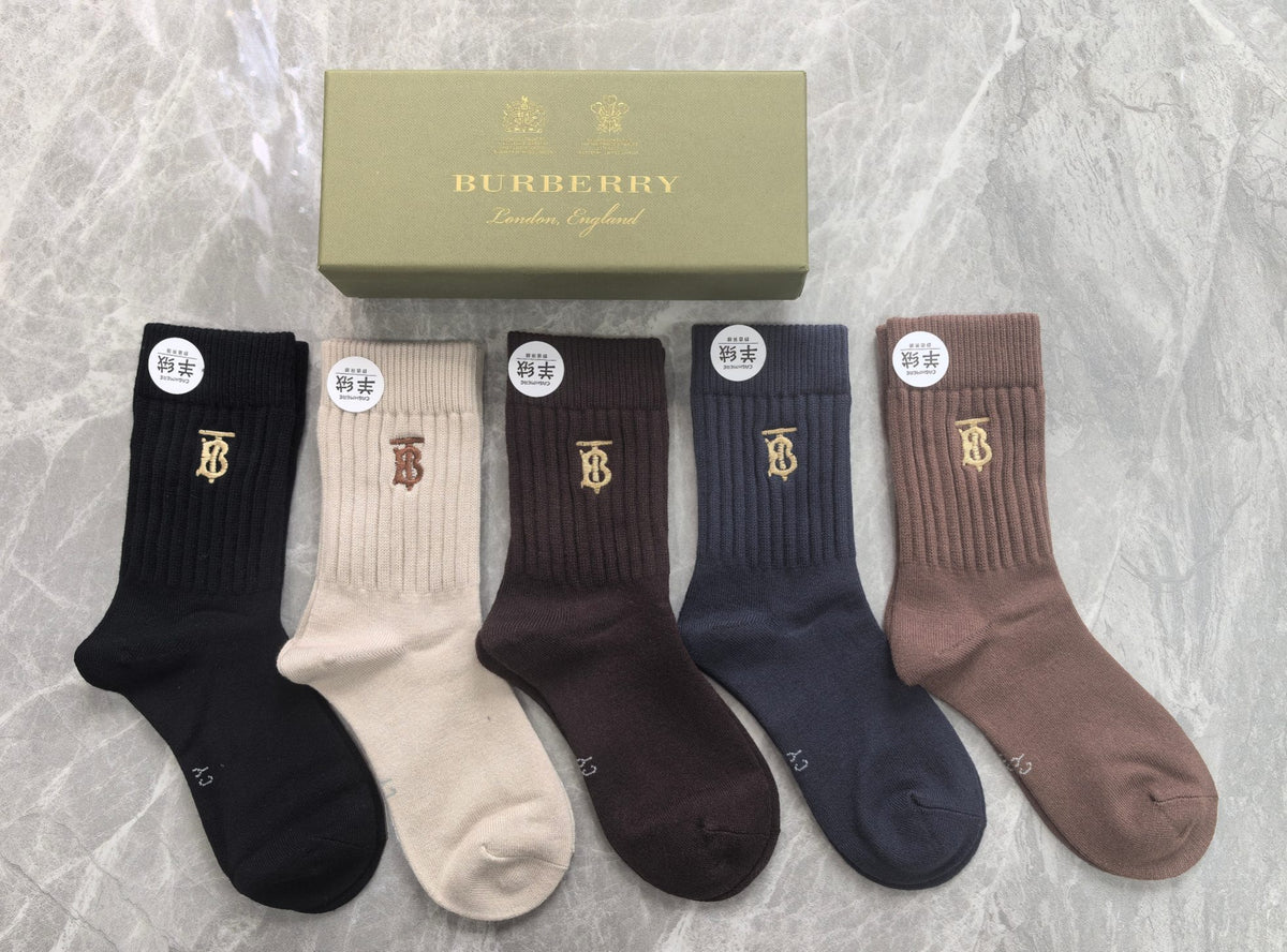 Burberry Folded Earthy Broad Stripe Cuffs Crew Socks, image 12