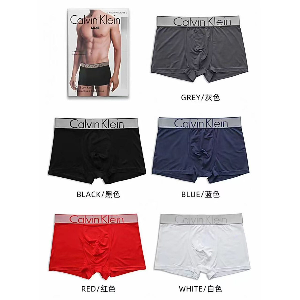 Calvin Klein Navy White Grey Contrast Bands Boxer Briefs, image 9