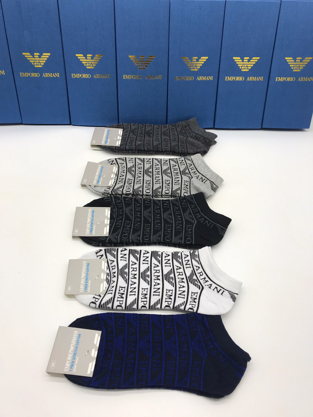 Armani Patterned Crew Socks, Box of 5 Pairs, gallery image 6