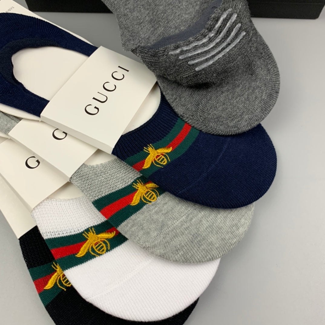 Gucci White Grey Packaged Collage No-Show Socks, image 6