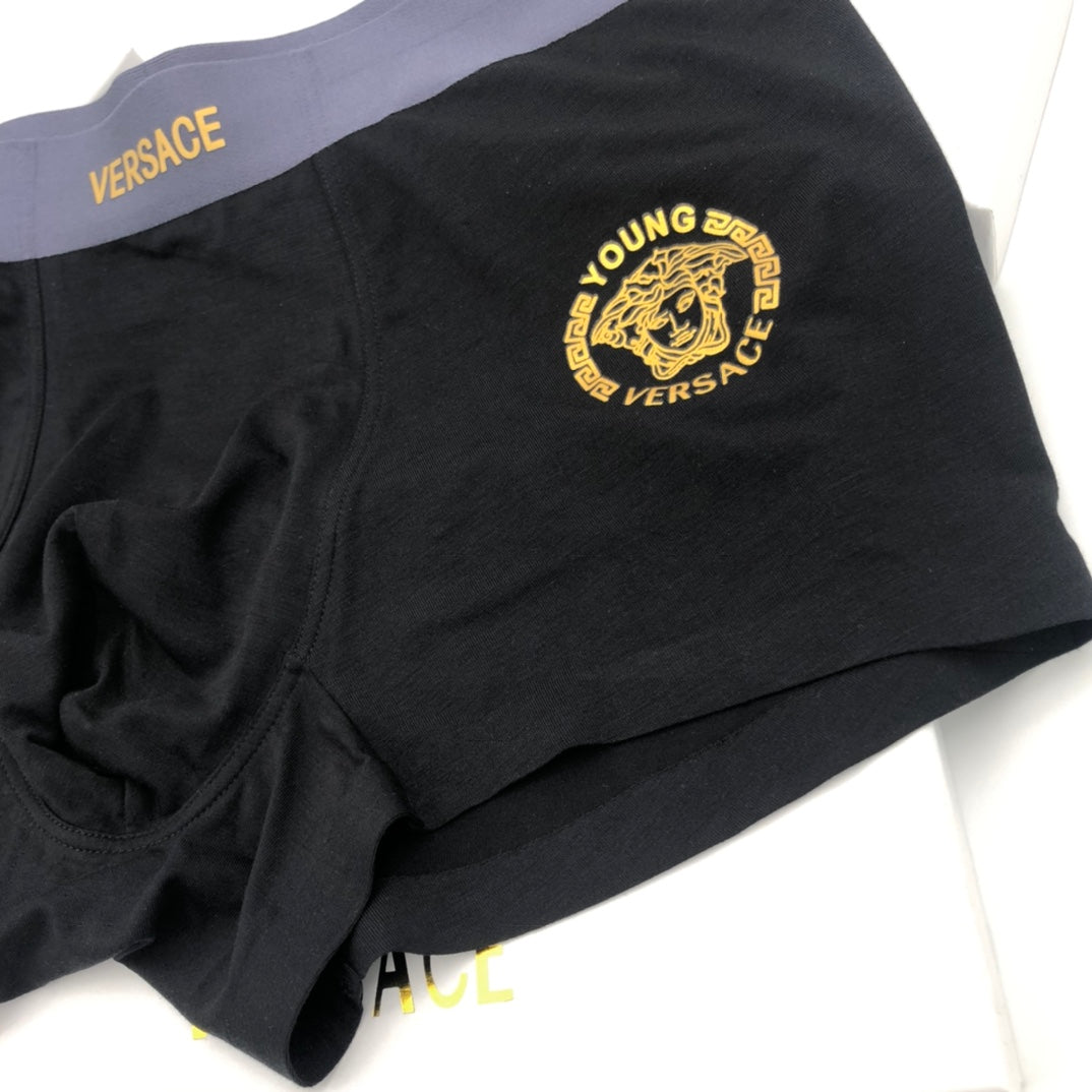 Versace Black Burgundy Navy Small Gold Ring Boxer Briefs, image 9