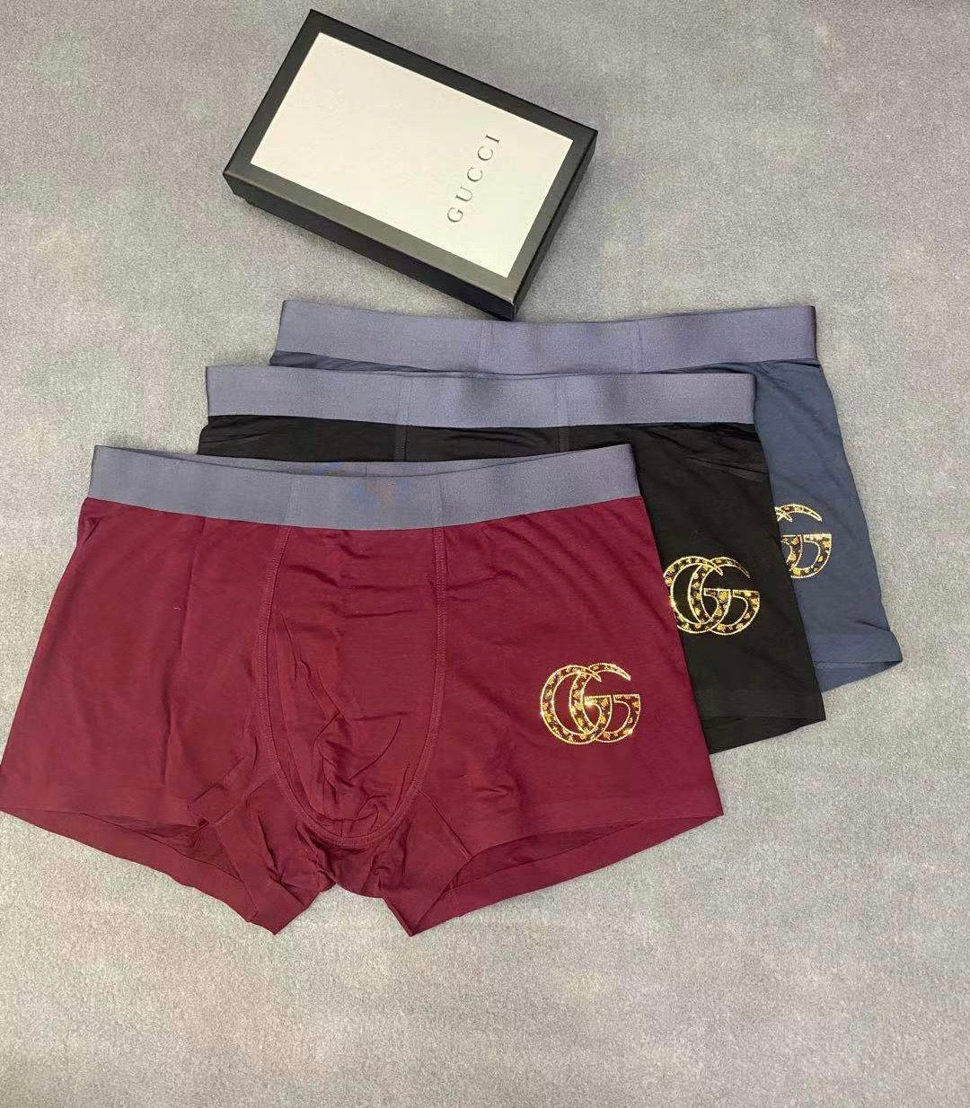 Gucci Boxed Burgundy Gold Double Letters Boxer Briefs, image 8