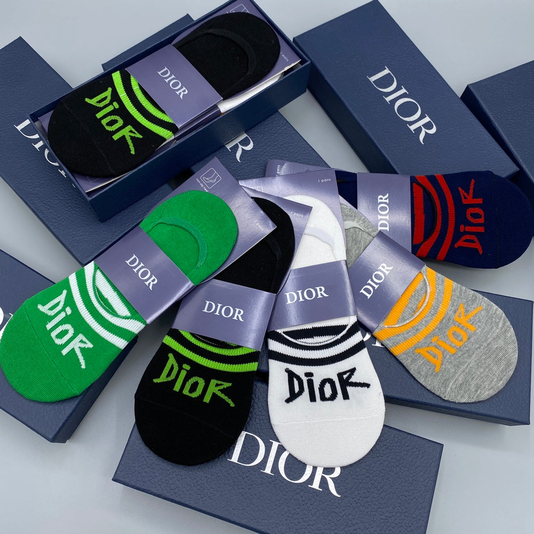 Dior Neutral Bright Footbed Letters No-Show Socks, image 9