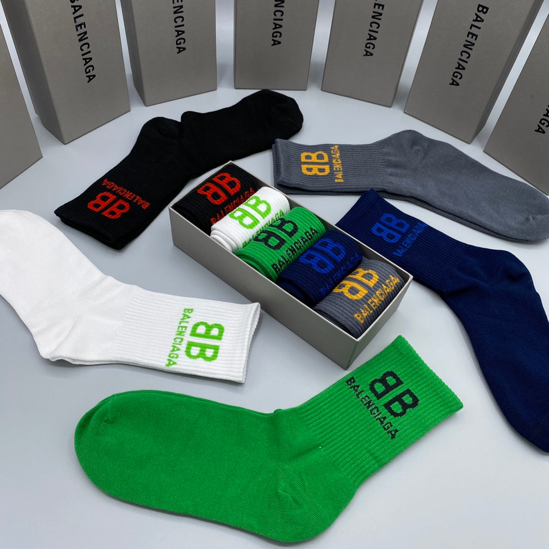 Balenciaga Grey Green White Small BB Ankle Socks, image 18