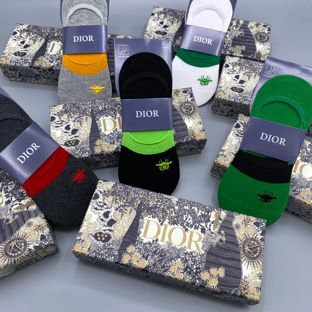 Dior Bright Neutral Packaged Colour Blocks No-Show Socks, image 9