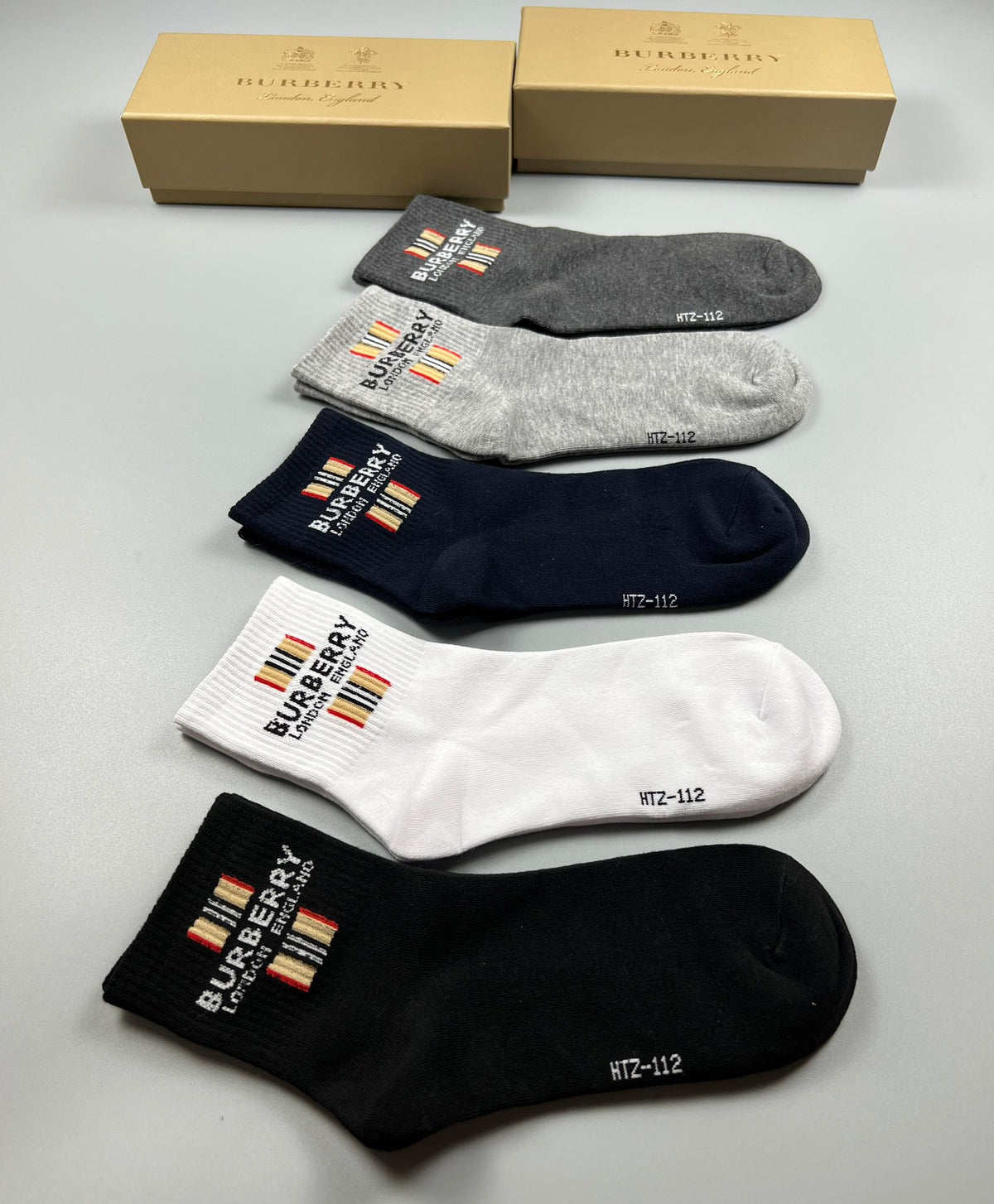 Burberry Neutral Fine Ribbed Monogram Cuffs Ankle Socks, image 9