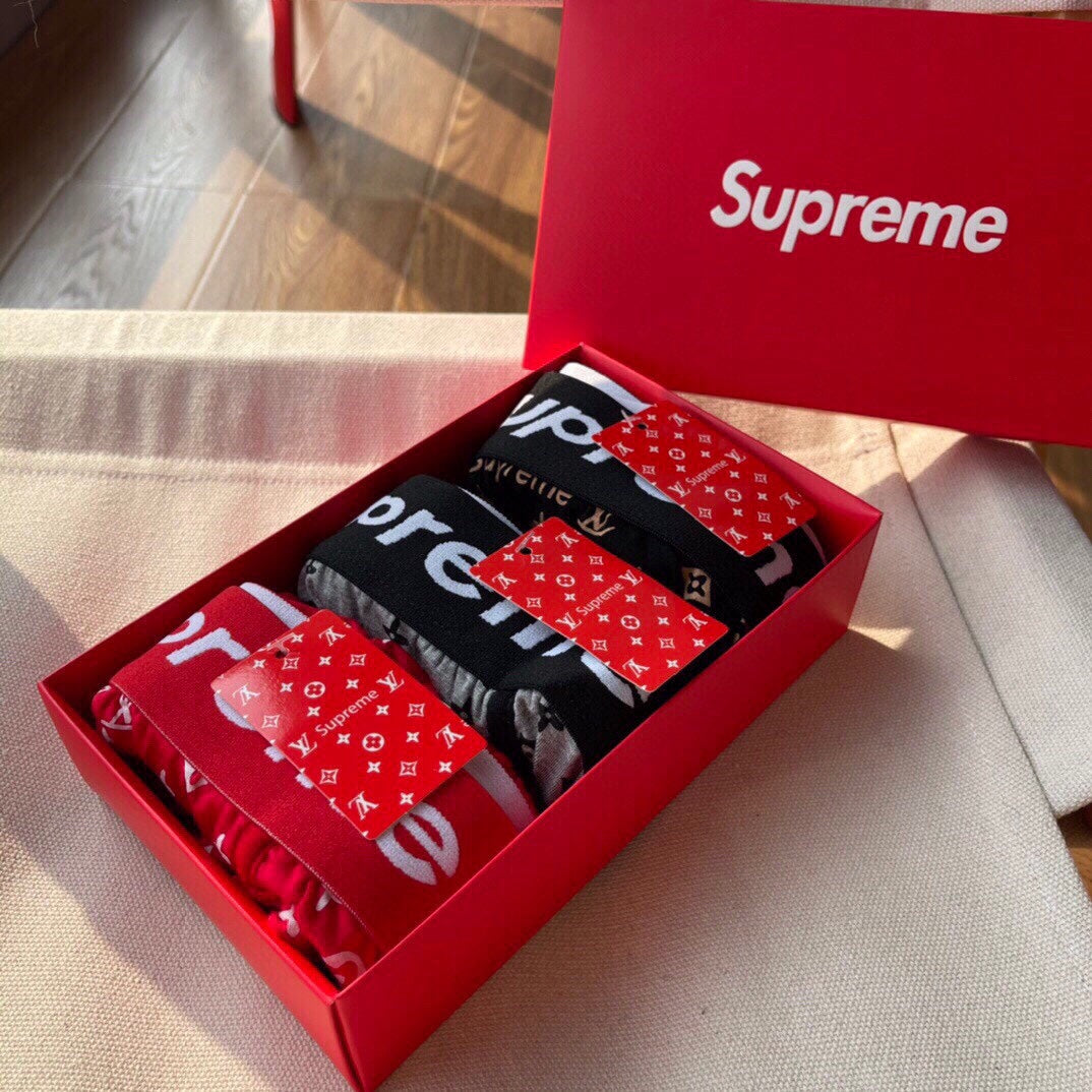 Supreme Red White Monogram Print Boxer Briefs, image 9