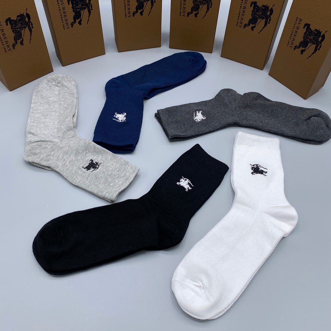 Burberry White Grey Navy Small Foot Horse No-Show Socks, image 9