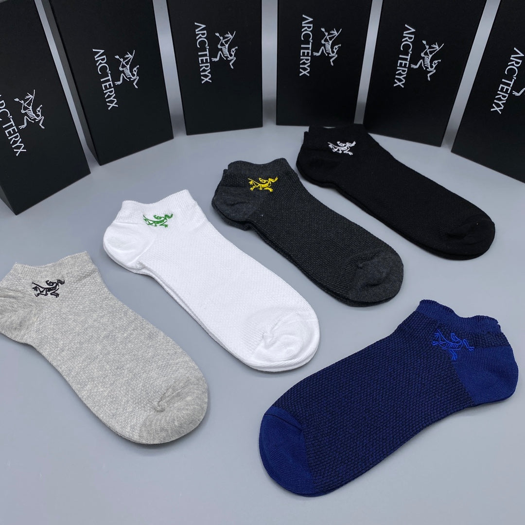 Arc'teryx White Grey Blue Small Bird No-Show Socks, image 9