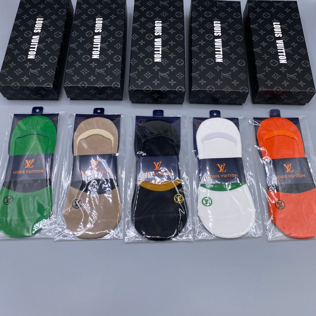 Louis Vuitton Bright Green Orange Packaged Blocks No-Show Socks, image 9