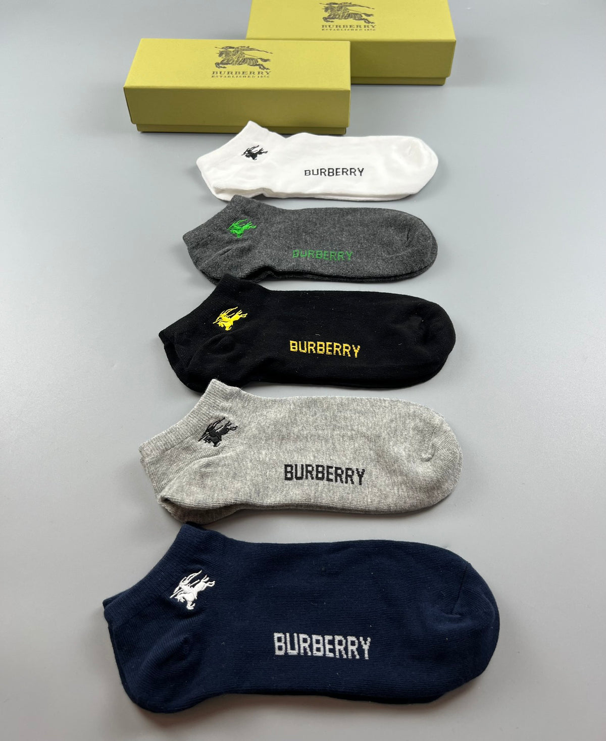 Burberry Neutral Small Coloured Horse Box Crew Socks, image 9