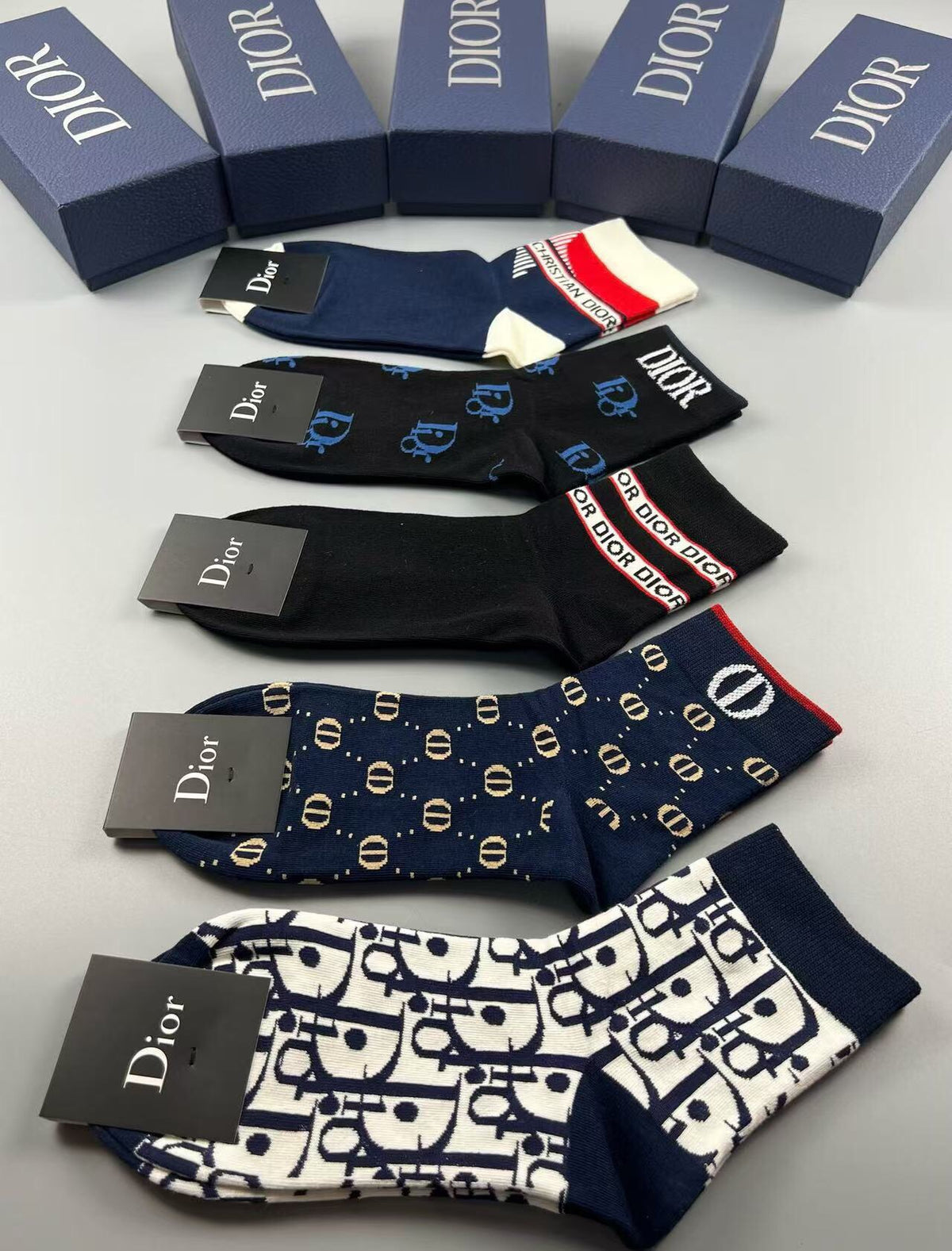 Dior Black White Mixed Letter Emblems Ankle Socks, image 18