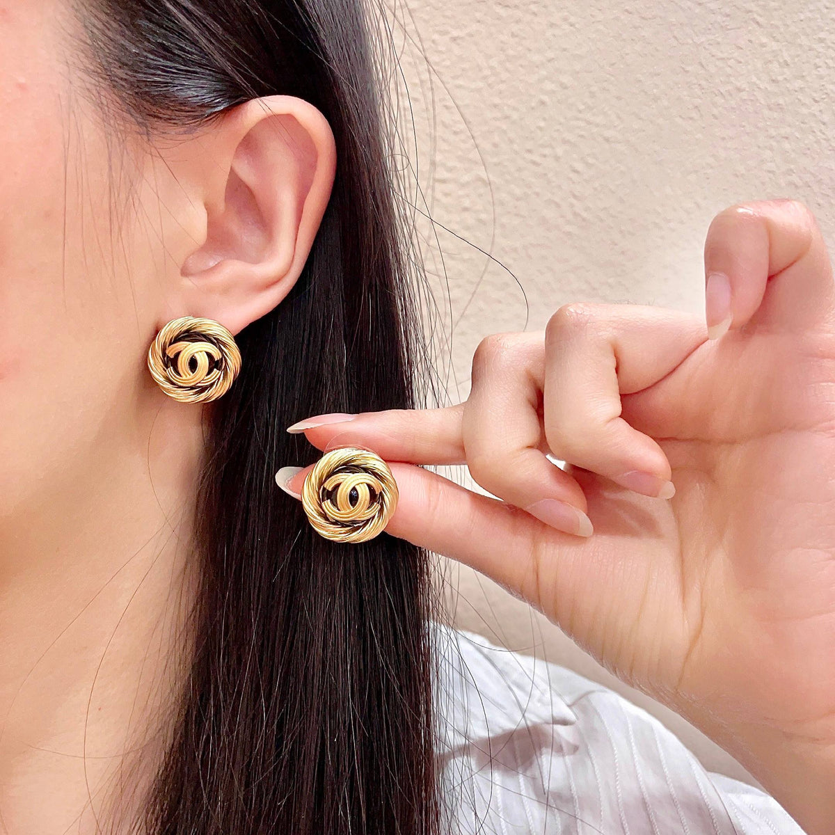 Martin Graham stud earrings in polished metal-tone – main product view