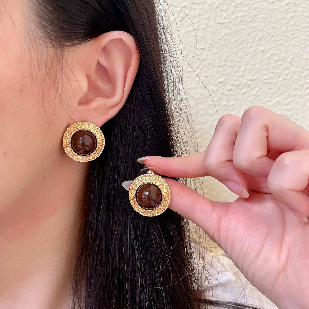 Martin Graham stud earrings in polished metal-tone – main product view