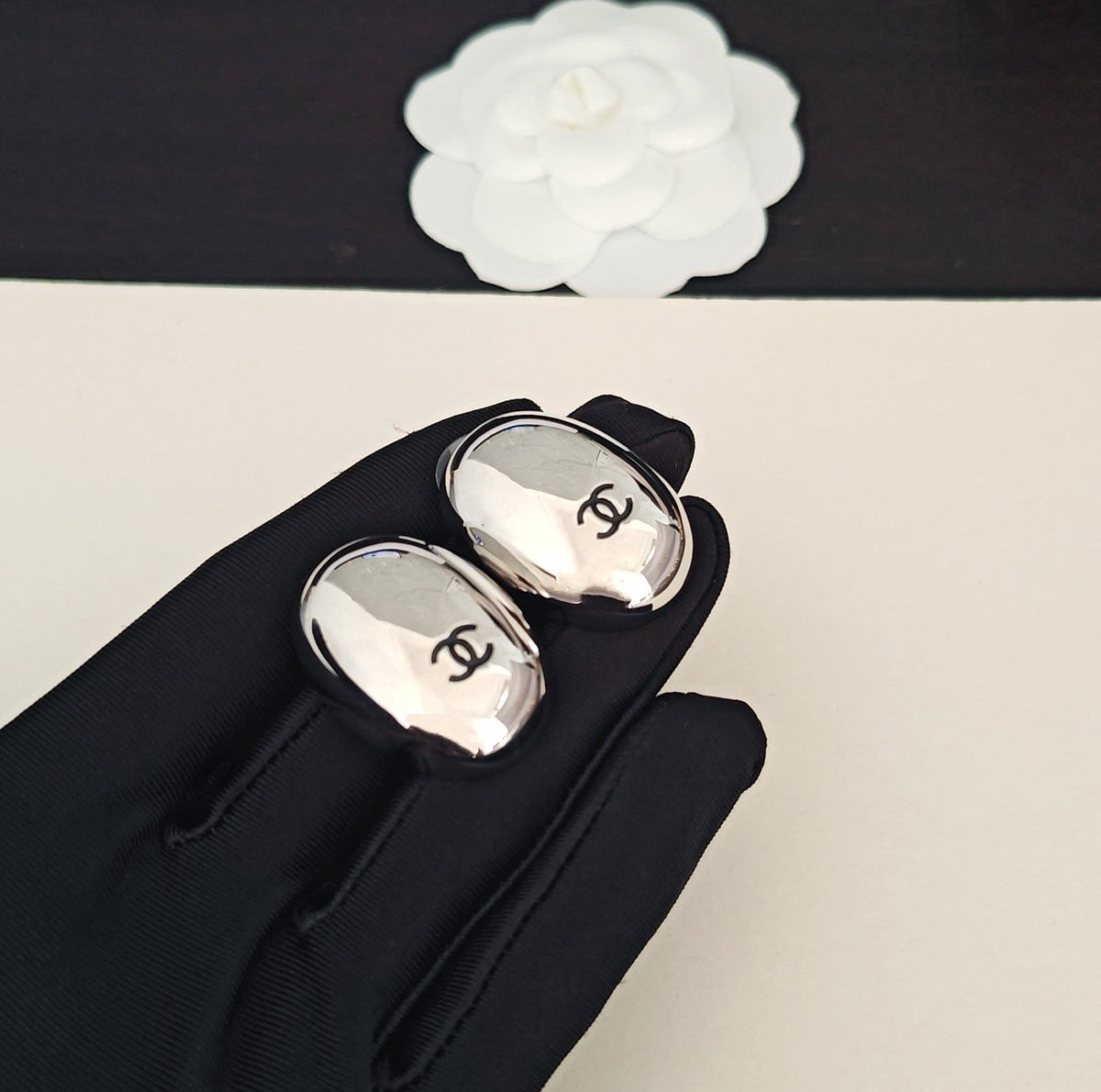 Martin Graham stud earrings in polished metal-tone – main product view