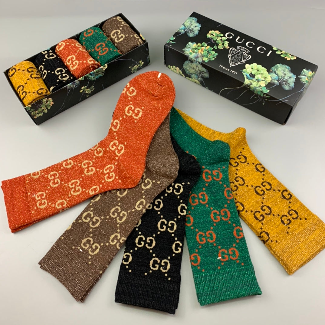 Gucci Colour Monogram Crew Socks - 5-Pair Box