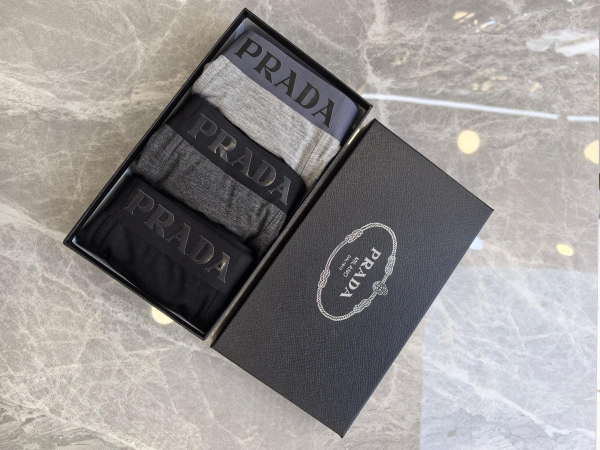 Prada Black & Grey Men's Boxer Briefs - 3-Piece Box