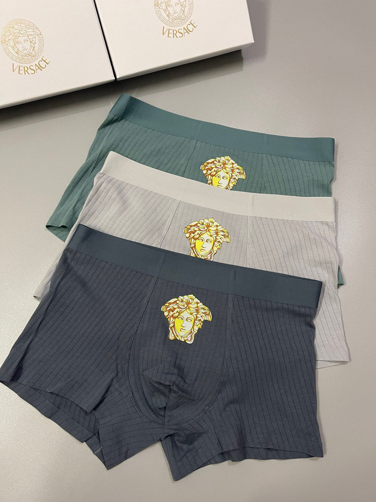 Versace Medallion Details Men's Boxer Briefs - 3-Piece Box