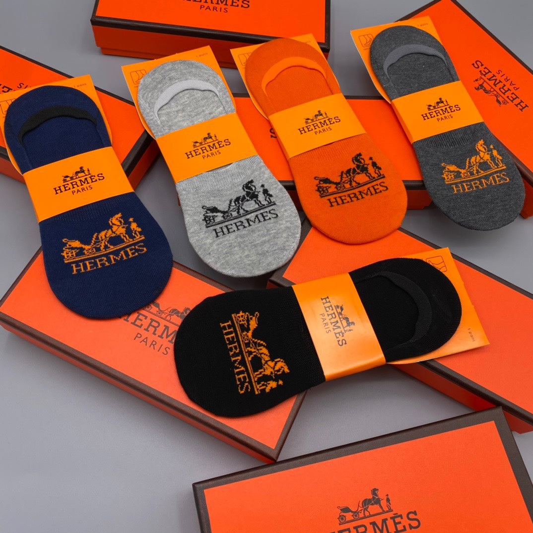 Hermes Horse Graphics No-Show Socks - 5-Pair Set