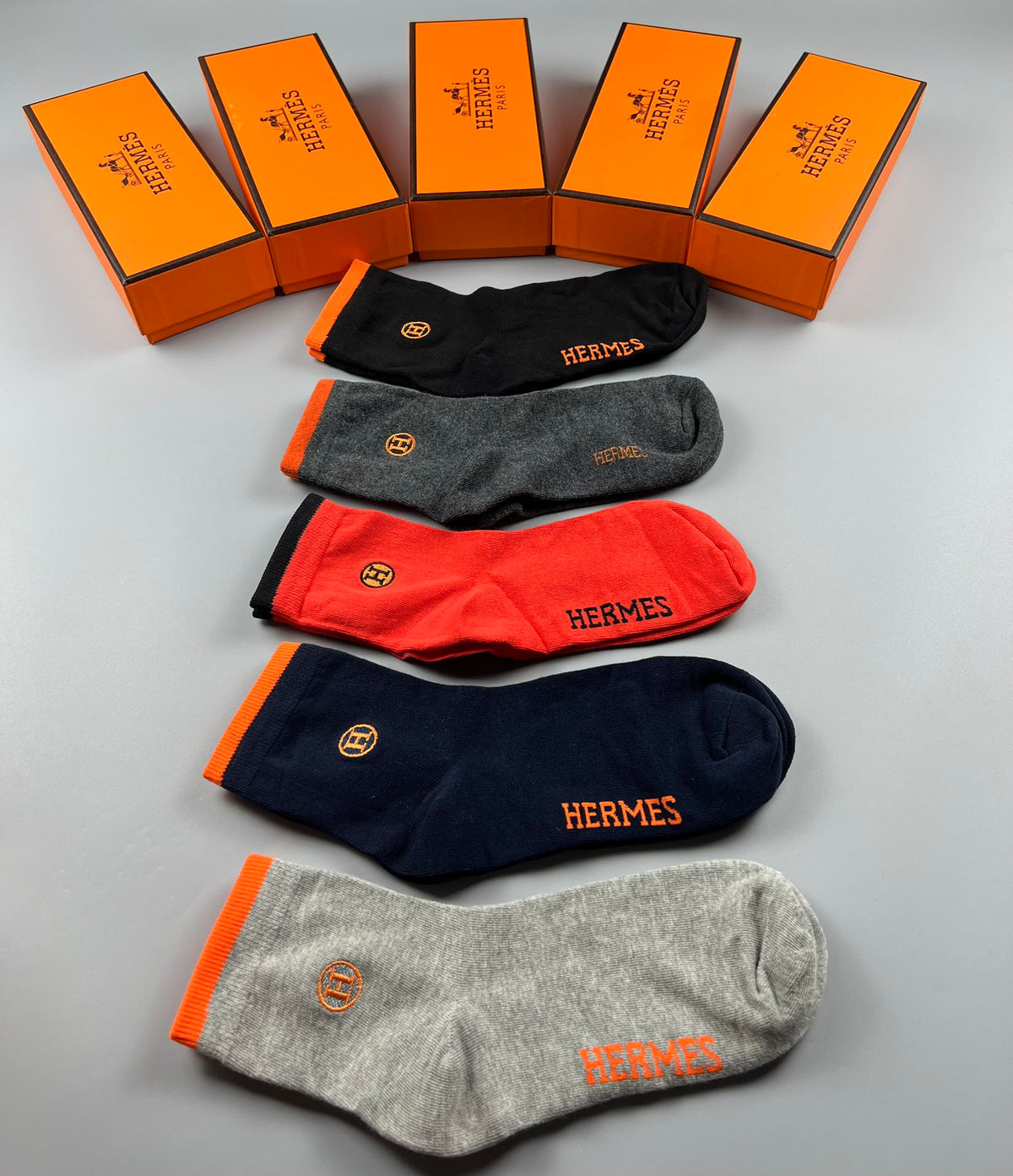 Hermes Colour Mix Crew Socks - 5-Pair Box
