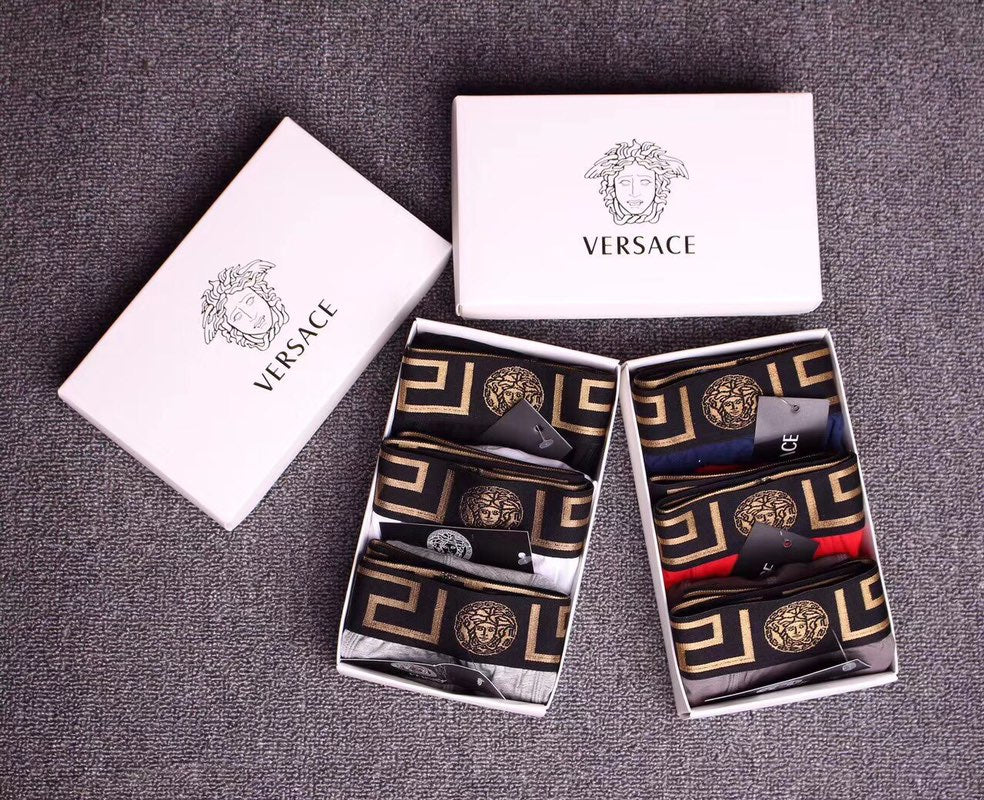 Versace Greek-Key Waistband Men's Trunk Underwear - 3-Piece Box