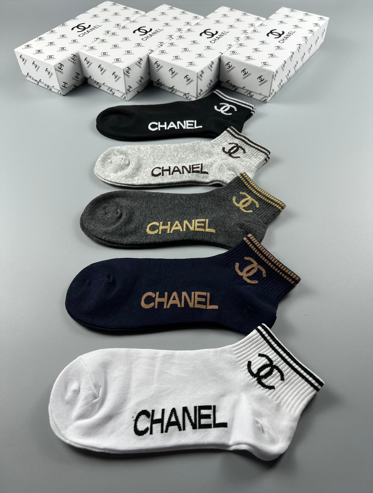 Chanel Emblem And Wordmark Details No-Show Socks - 5-Pair Set