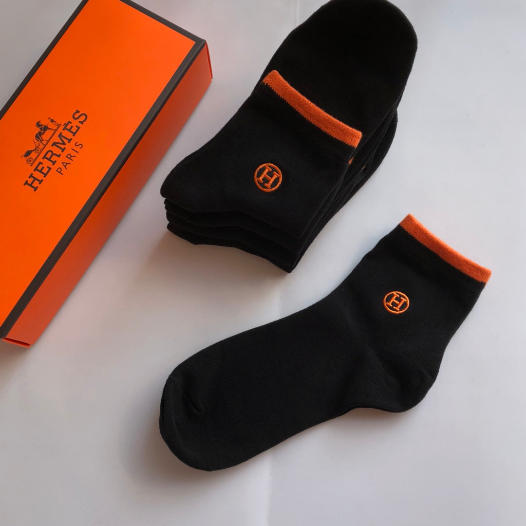 Hermes Cotton No-Show Socks - 5-Pair Set