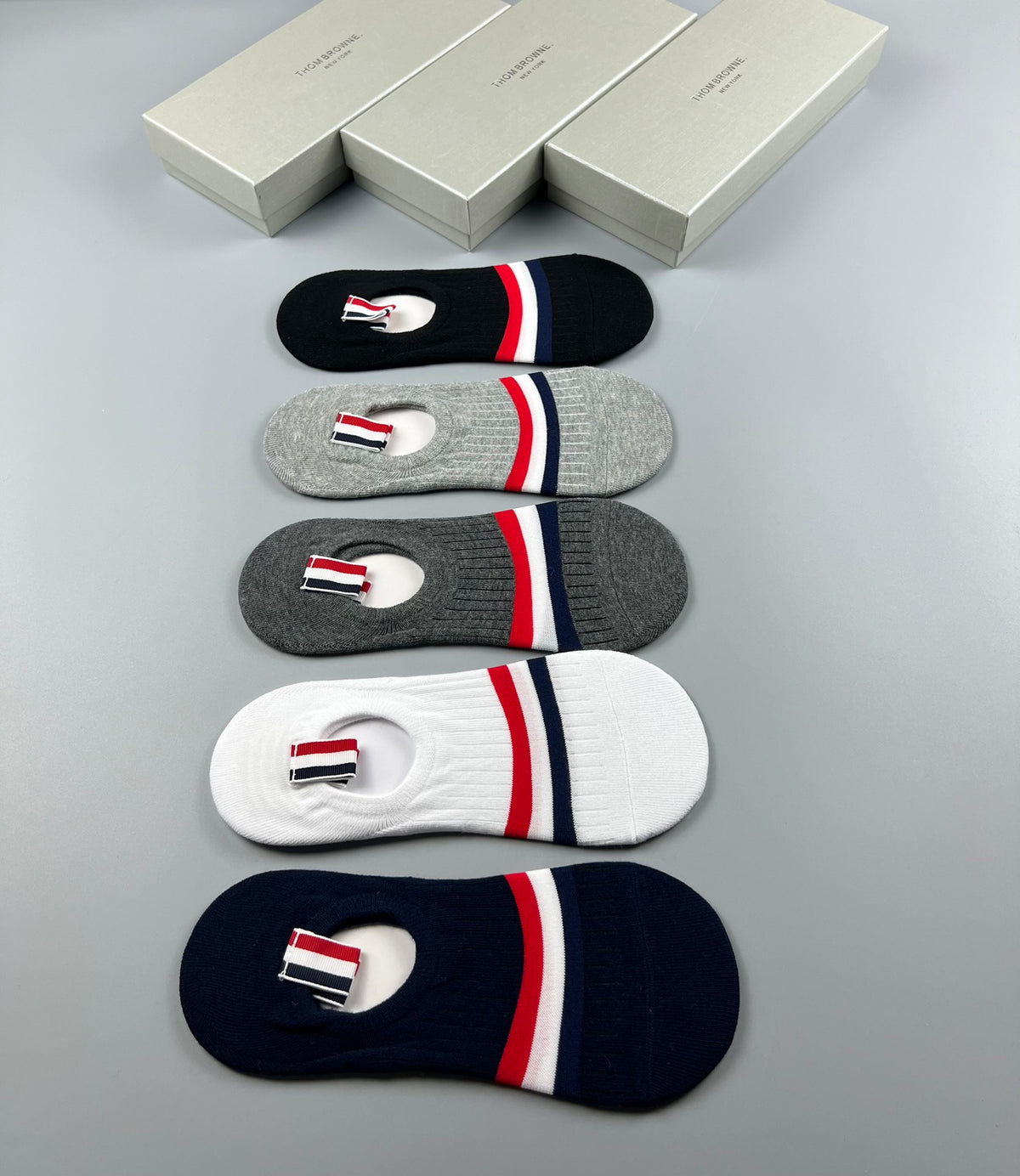 Thom Browne Cotton No-Show Socks - 5-Pair Set