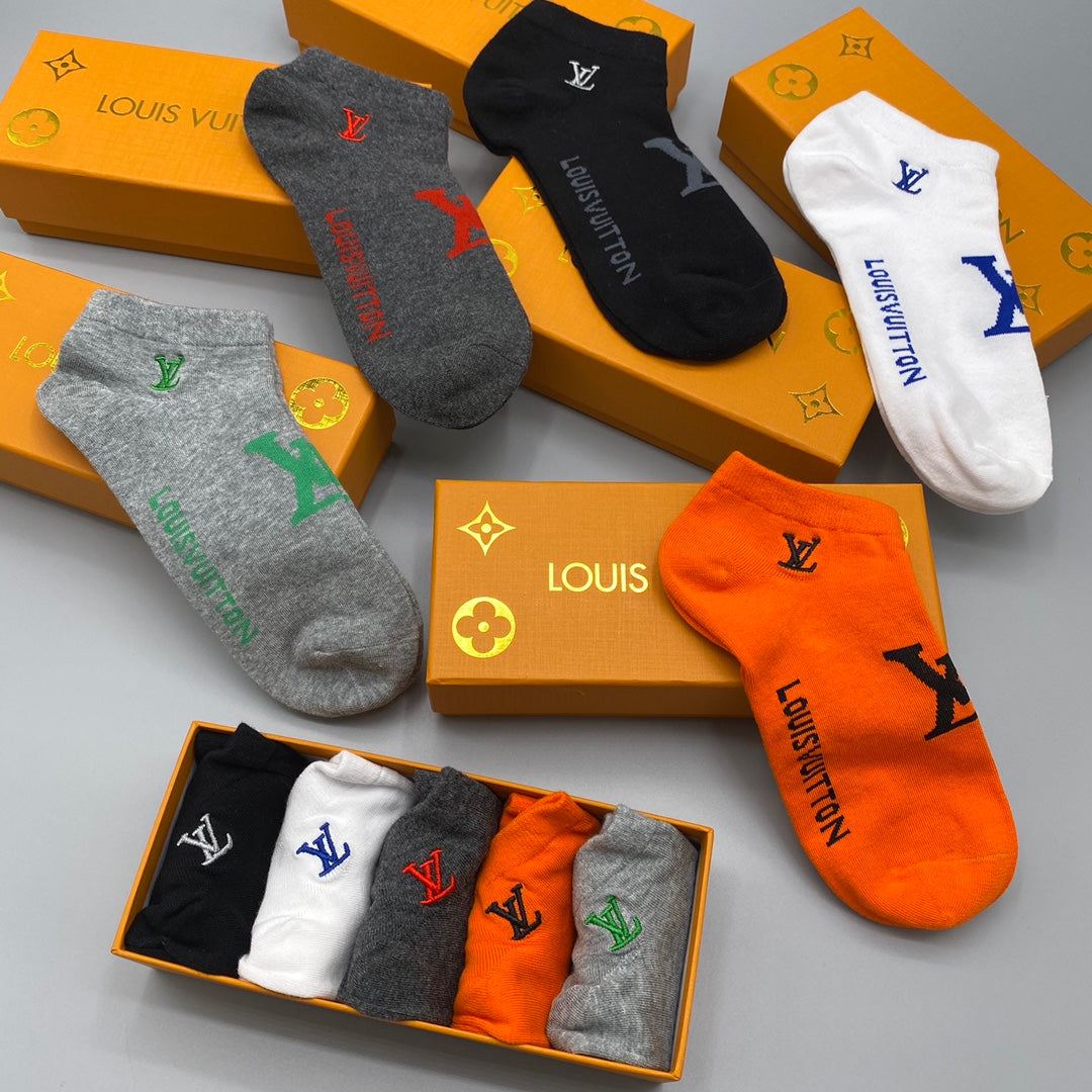 Louis Vuitton Bright Logo Ankle Socks - Box of 5 Pairs