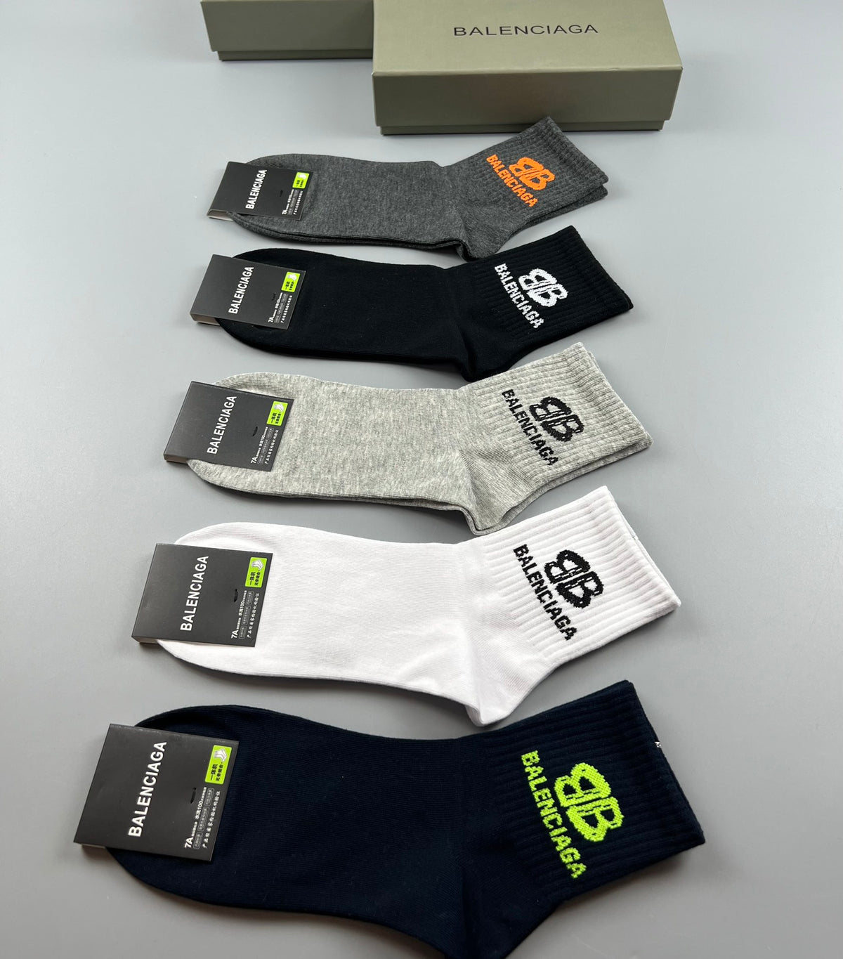 Balenciaga Colourful Bb Graphics Crew Socks - 5-Pair Set