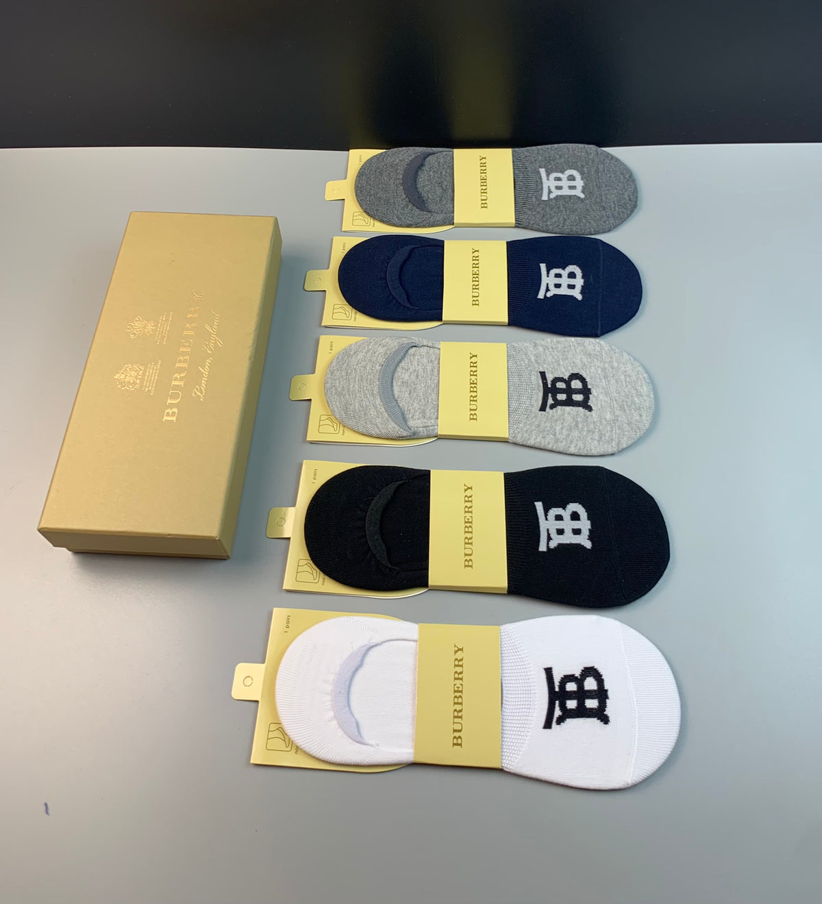 Burberry Bold Initial Details No-Show Socks - 5-Pair Set