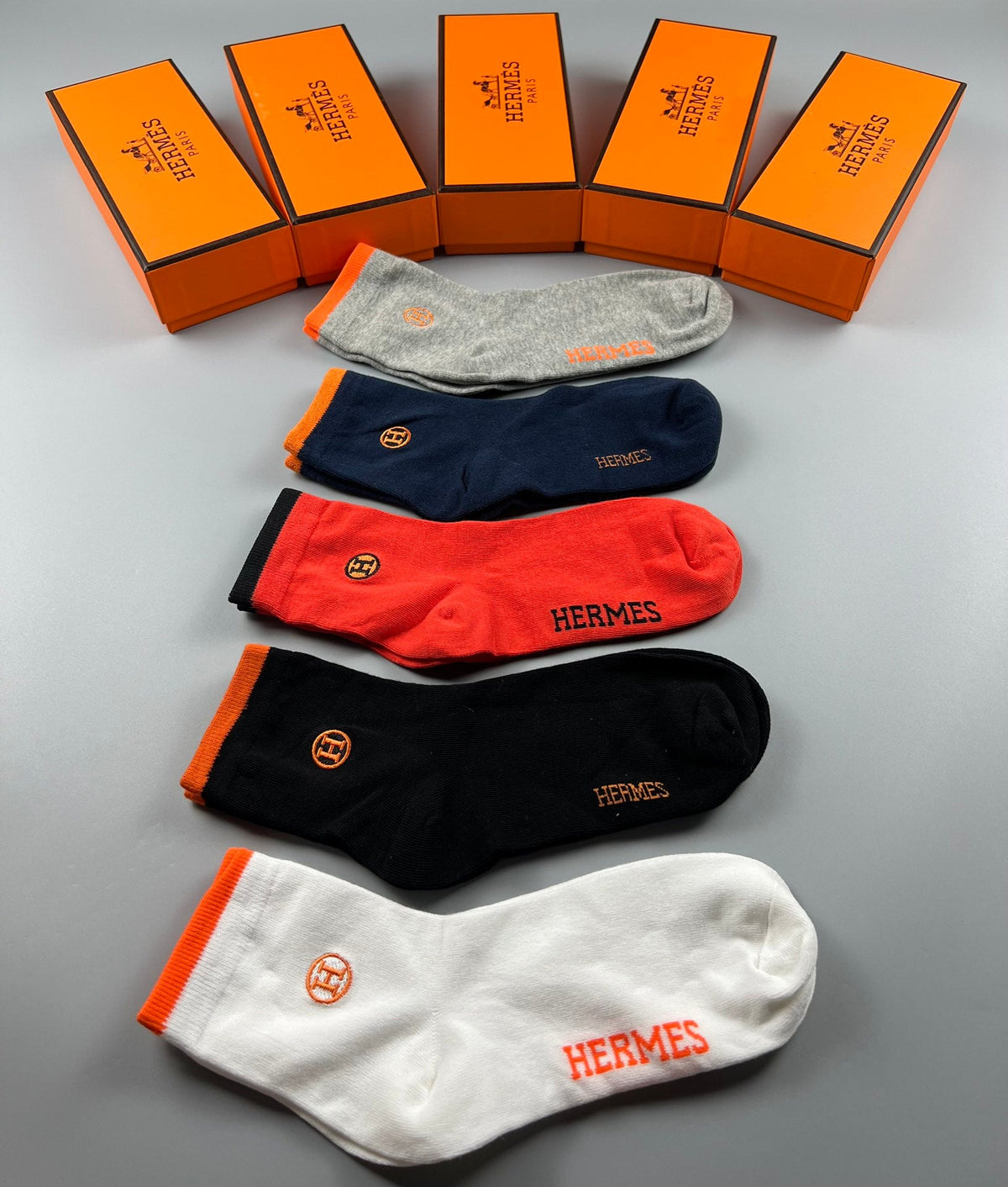 Hermes Cotton Socks - Box of 5 Pairs