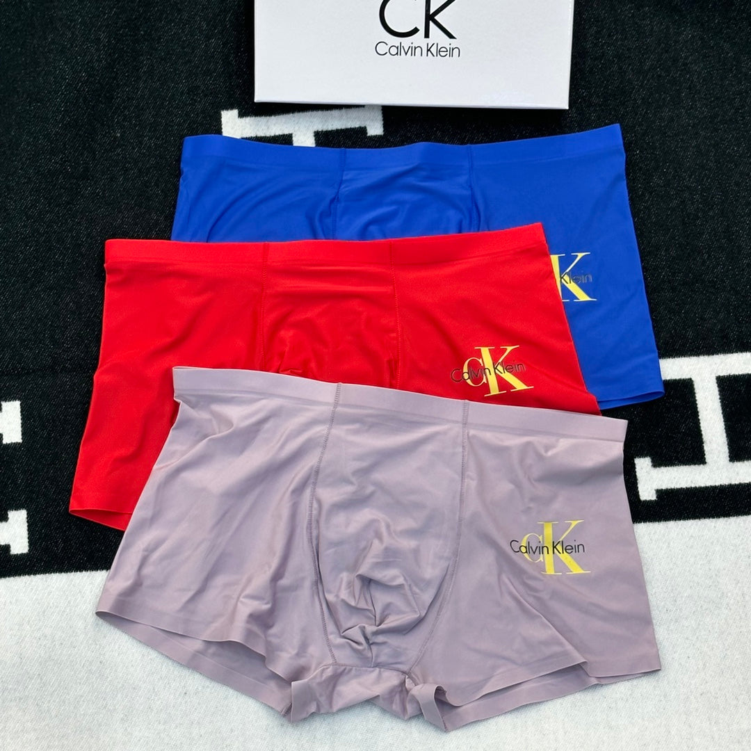 Calvin Klein Goat-milk silk Gold-Tone Monogram Details Men's Boxer Briefs - 3-Piece Box