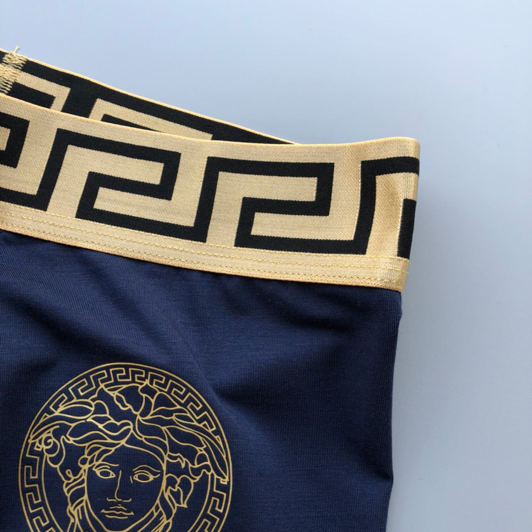 Versace Solid Panels And Visible Emblem Details Men's Boxer Briefs - 3-Piece Box