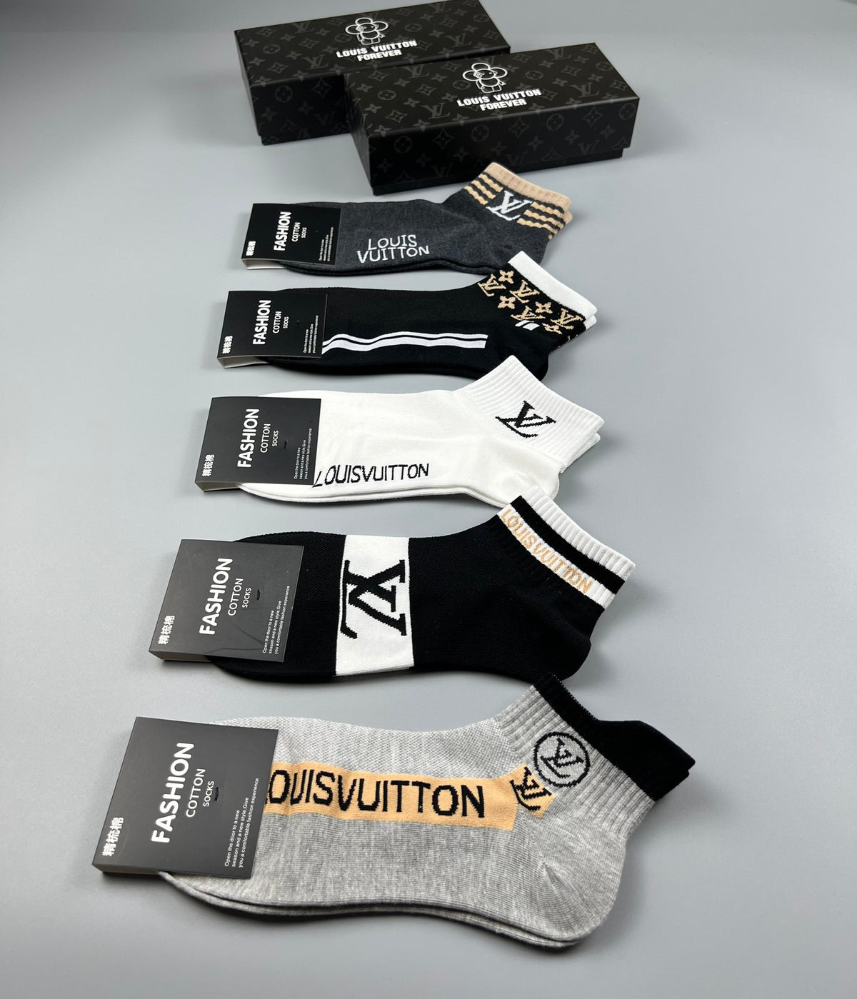 Louis Vuitton Star And Initial Details Ankle Socks - 5-Pair Set