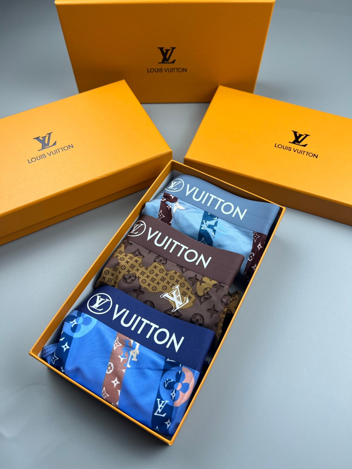 Louis Vuitton All-Over Monogram-Style Prints Men's Boxer Briefs - 3-Piece Box