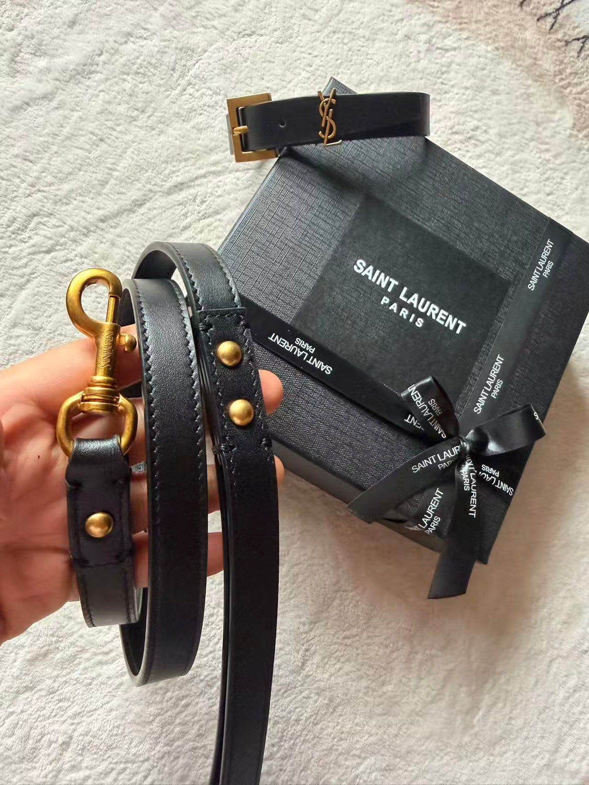 Leather Pet Collar & Leash Set – Design 01 front view