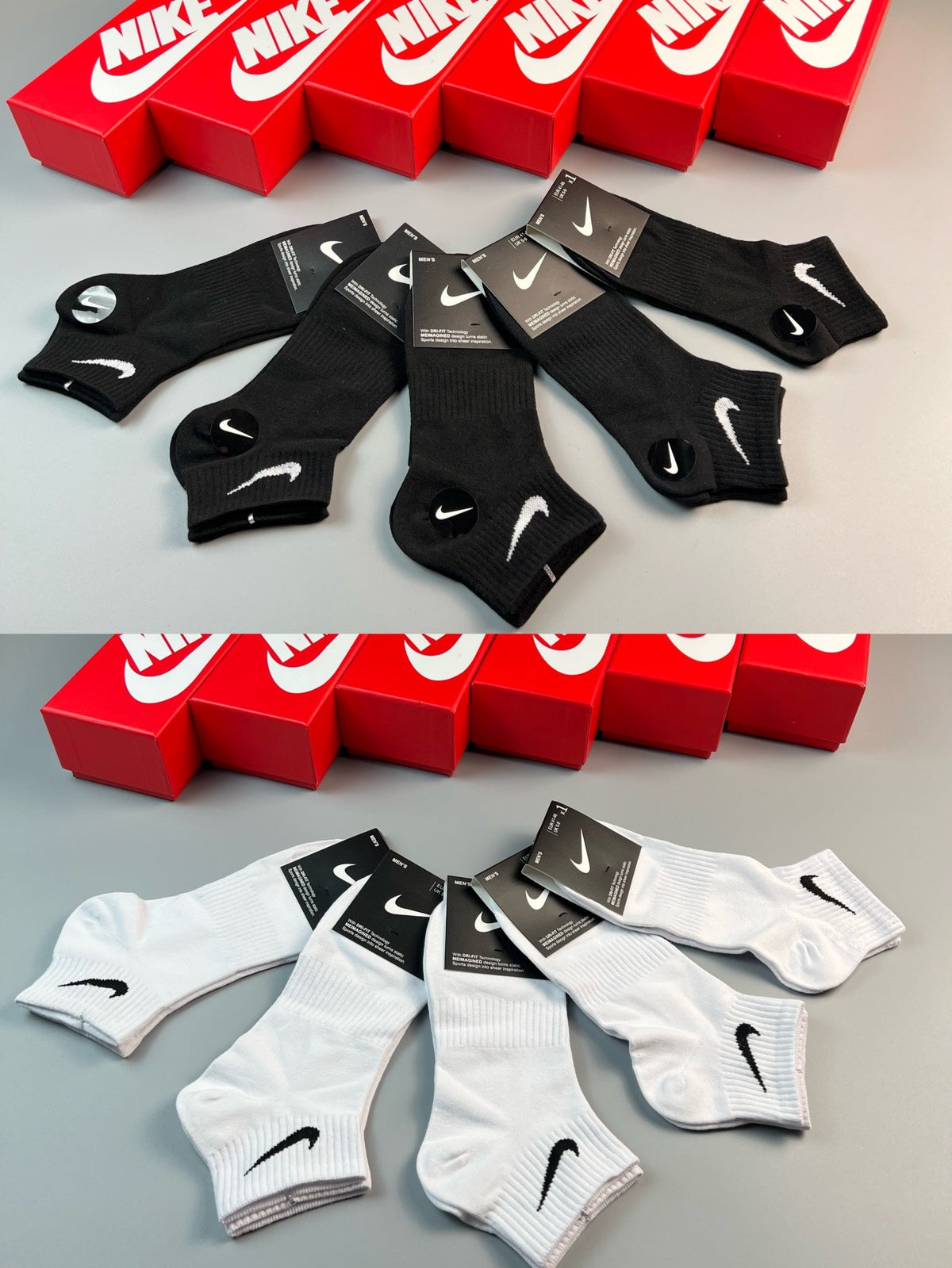 Nike Black-and-White Swoosh Ankle Socks