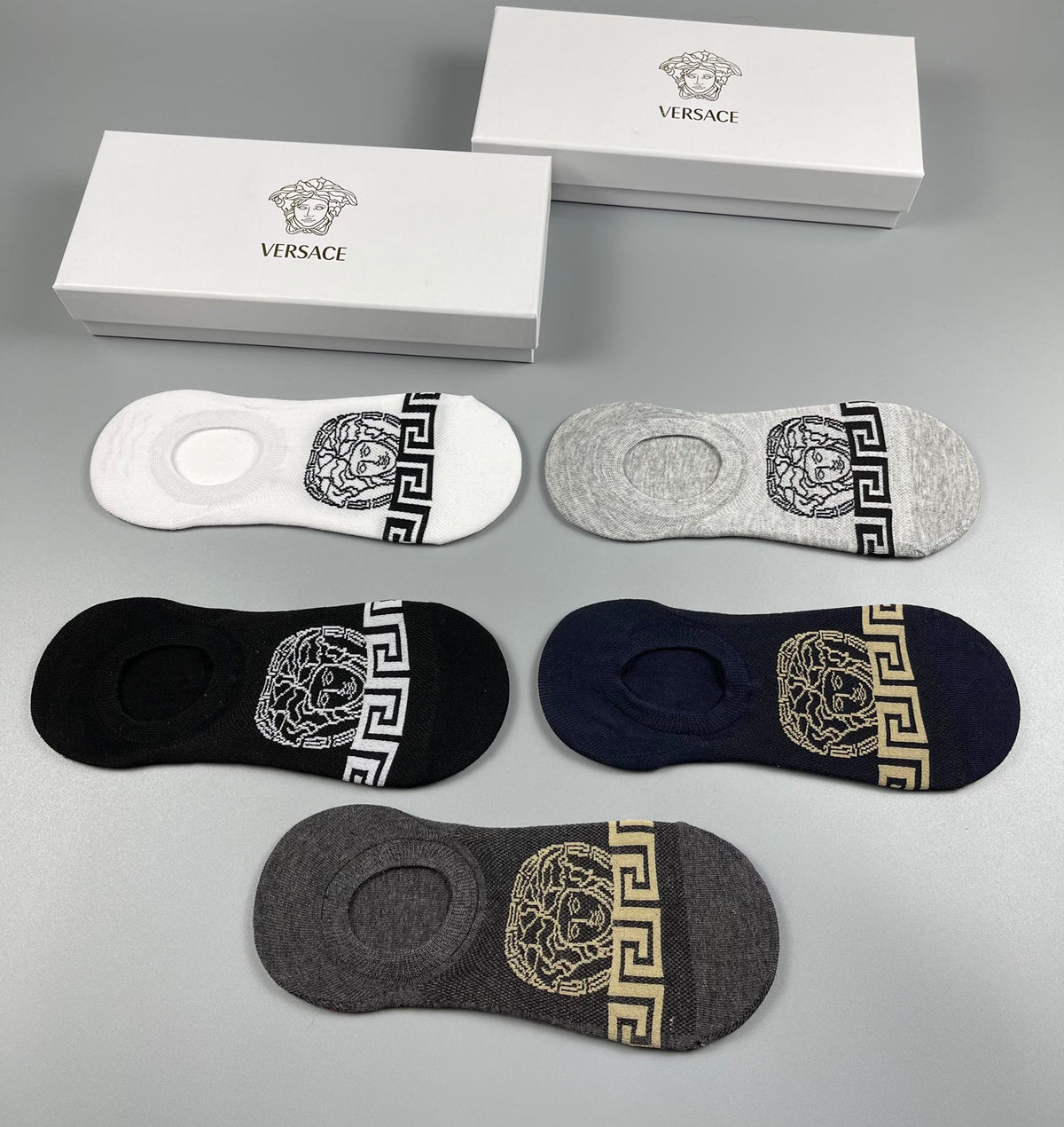 Versace Cotton No-Show Socks - 5-Pair Set