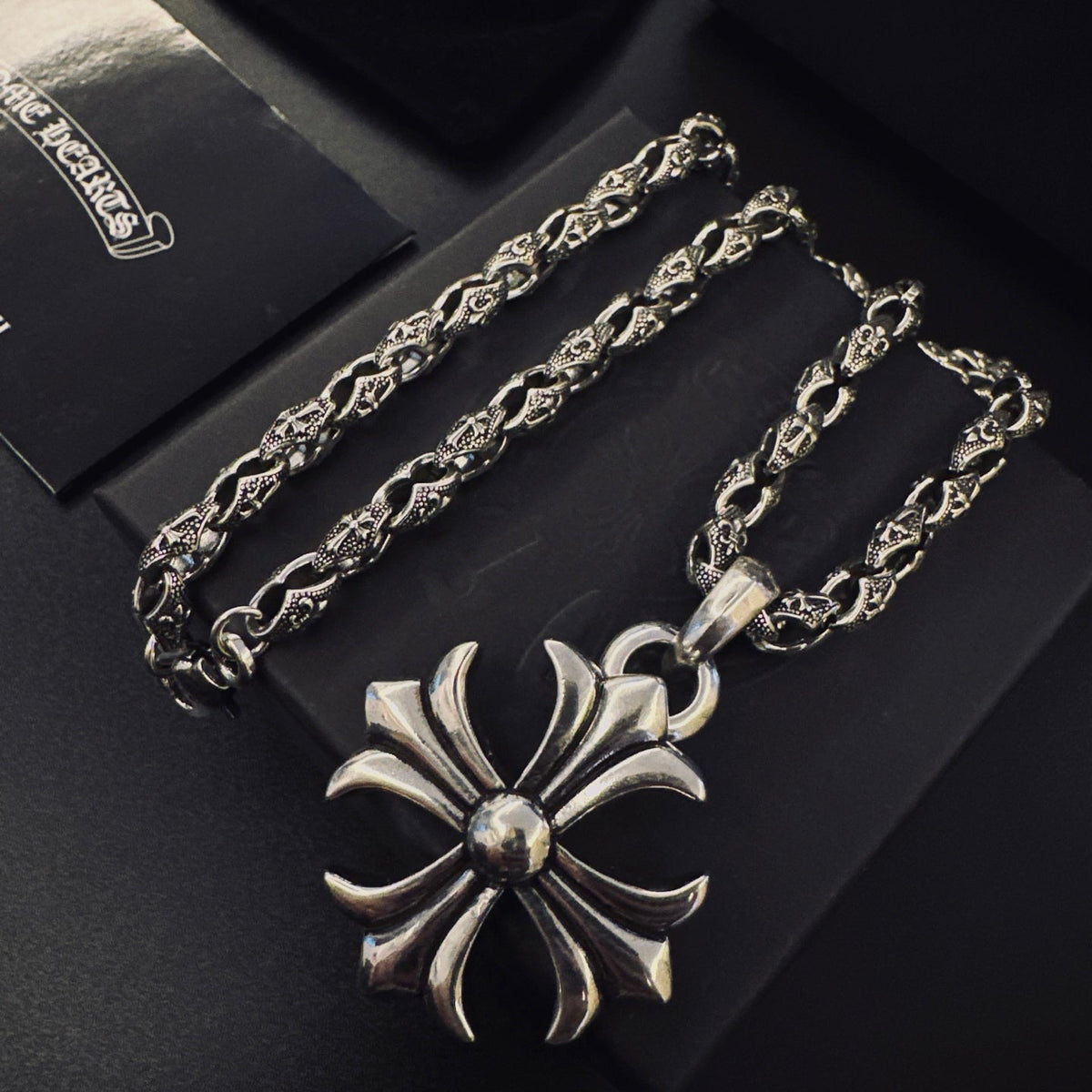Martin Graham pendant necklace in polished metal-tone – detail view